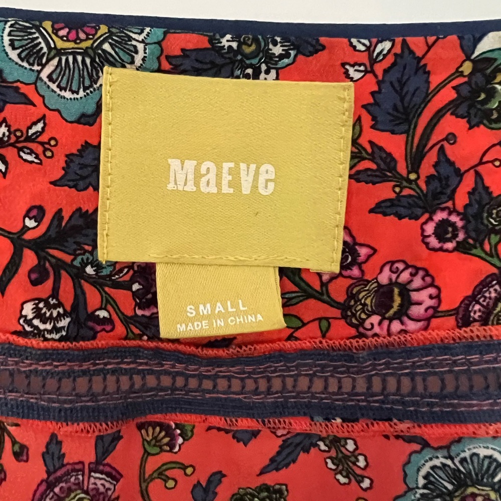 Silk MAEVE Red Floral Anthropologie blouse Sz S - Picture 3 of 5